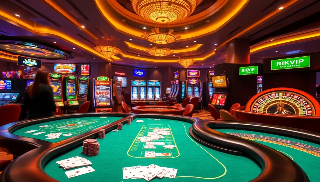 Exciting gambling action on the rikvip platform with vibrant casino graphics.
