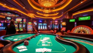 Exciting gambling action on the rikvip platform with vibrant casino graphics.