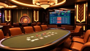 GG88 poker table with luxurious elements, inviting atmosphere of a premium casino.