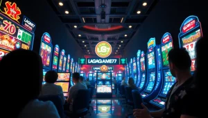 LAGAGAME77 showcases an exciting online gaming atmosphere with vibrant graphics and players immersed in action.