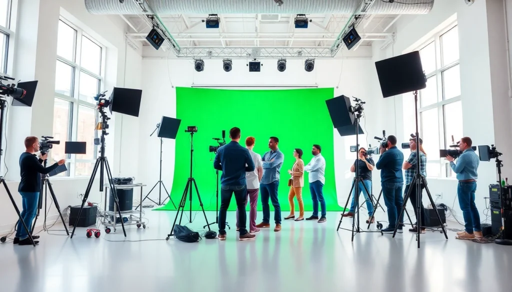 Capture corporate video production Phoenix with a professional crew in a bright studio setting.