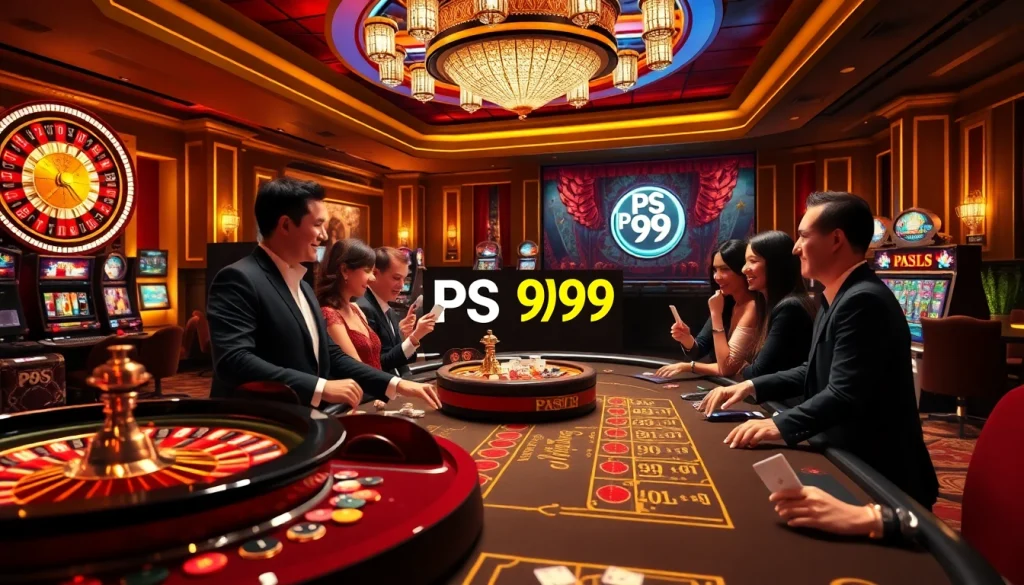 Exciting gameplay at PS 99 casino featuring roulette and poker tables in a luxurious setting.