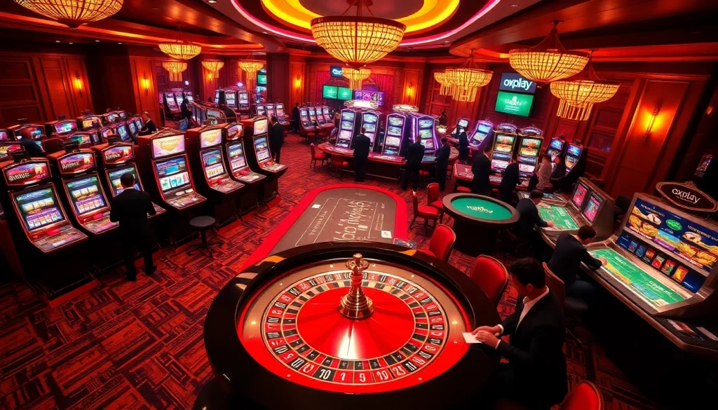 Experience the thrill of oxplay at a luxurious casino with vibrant games and engaging players.