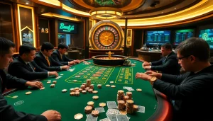 Players engaged in intense MK8-themed casino gambling, showcasing vibrant colors and rich props.