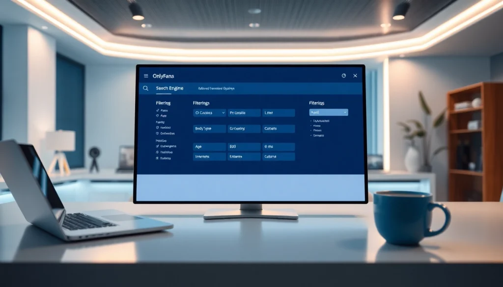 Advanced filtering for OnlyFans search illustrated through a modern interface showcasing user-friendly options.