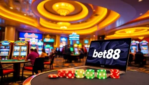 Experience seamless Bet88 đăng nhập surrounded by exciting casino elements and vibrant games.