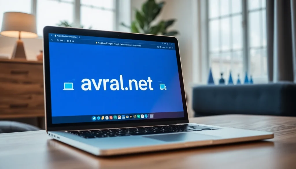 avral.net 사이트 탐색하는 사용자와 현대적인 디지털 인터페이스.