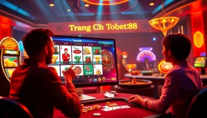 Online gambling scene featuring trang chủ tobet88 with vibrant casino elements and engaging games.