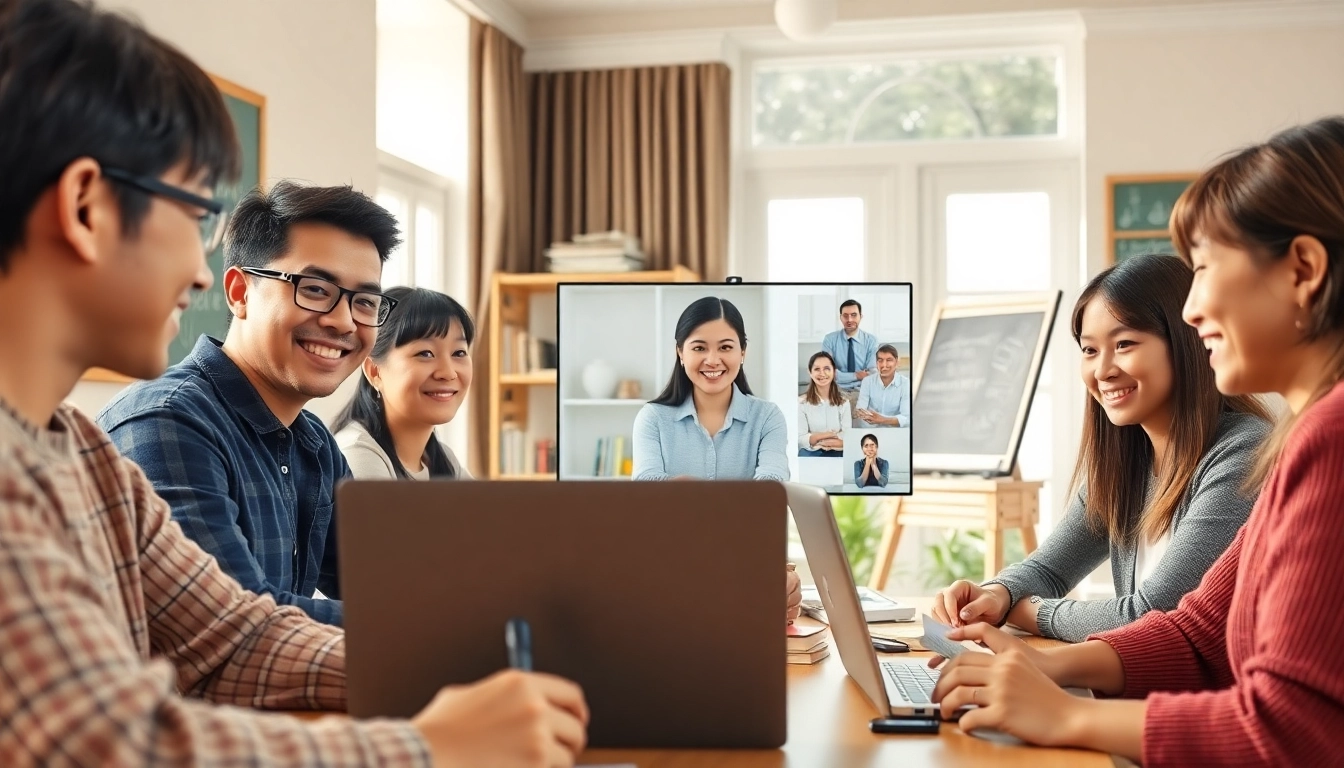 オンライン指導セッションでqqイングリッシュとDMM英会話の学習法を身につける熱心な生徒たち。