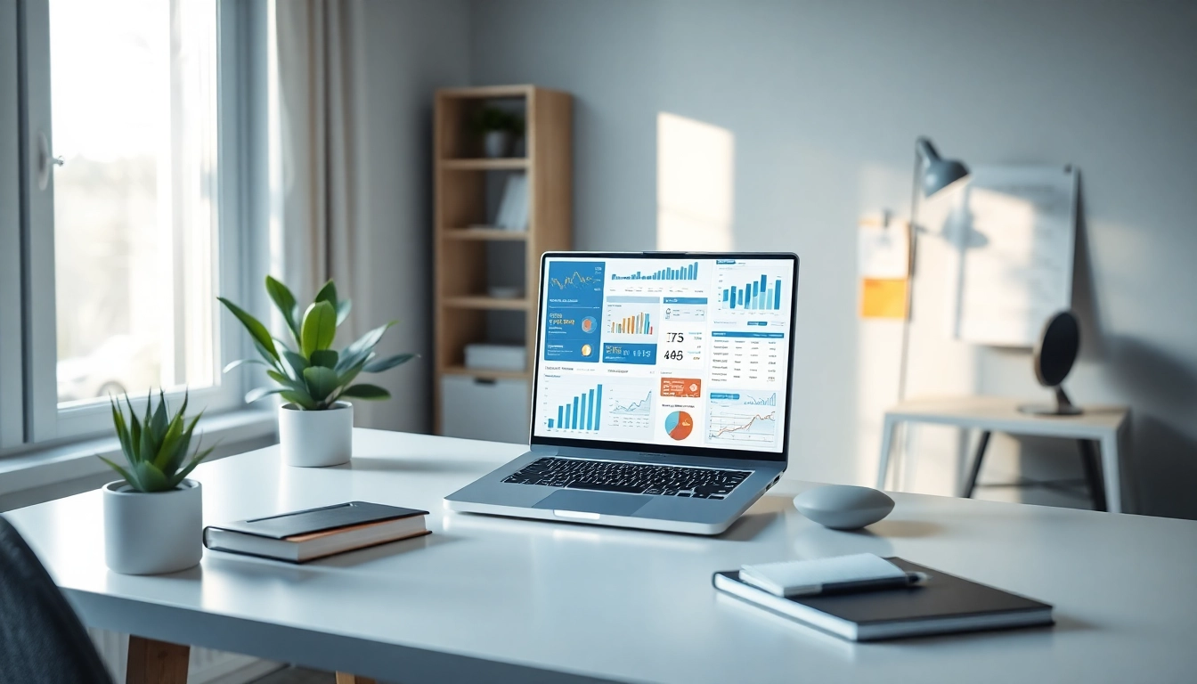 Web scrapping tools displayed on a modern laptop in a sleek home office.