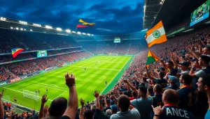 أجواء مثيرة لمباراة كرة قدم مباشرة مع تشجيع الجماهير، تعكس روح كورة لايف.