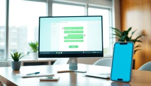 Convert chats with https://chattopdf.app in a modern office, visualizing professional export process.