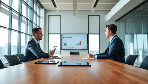 Visualize Acquisition Planning with a strategist at a conference table, highlighting strategy elements.