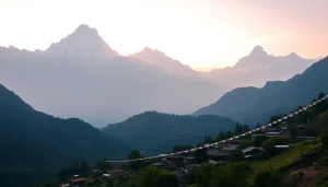 Stunning view of the Manaslu Circuit Trek highlighting Mount Manaslu at sunrise.