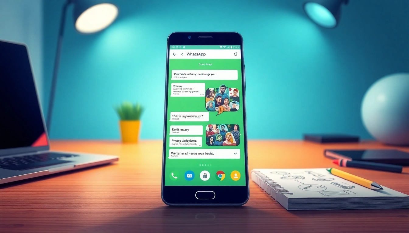 GB WhatsApp app interface displayed on a smartphone, highlighting advanced features and customization options.