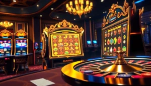 Naga169 aman slot machines and roulette displaying excitement in a secure online casino environment.