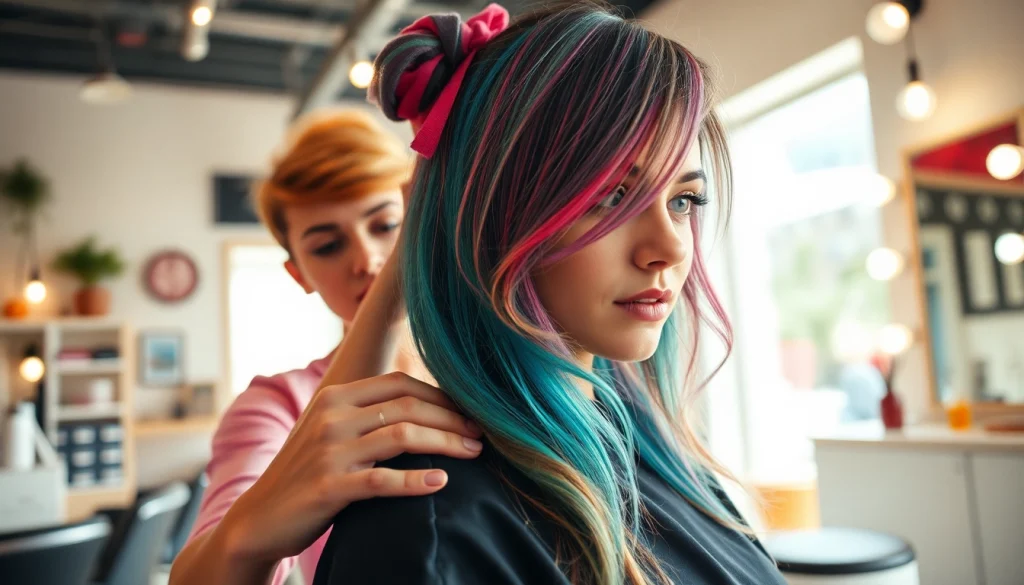 Stylish hairstyle bucuresti showcased by a professional stylist in a chic salon environment.