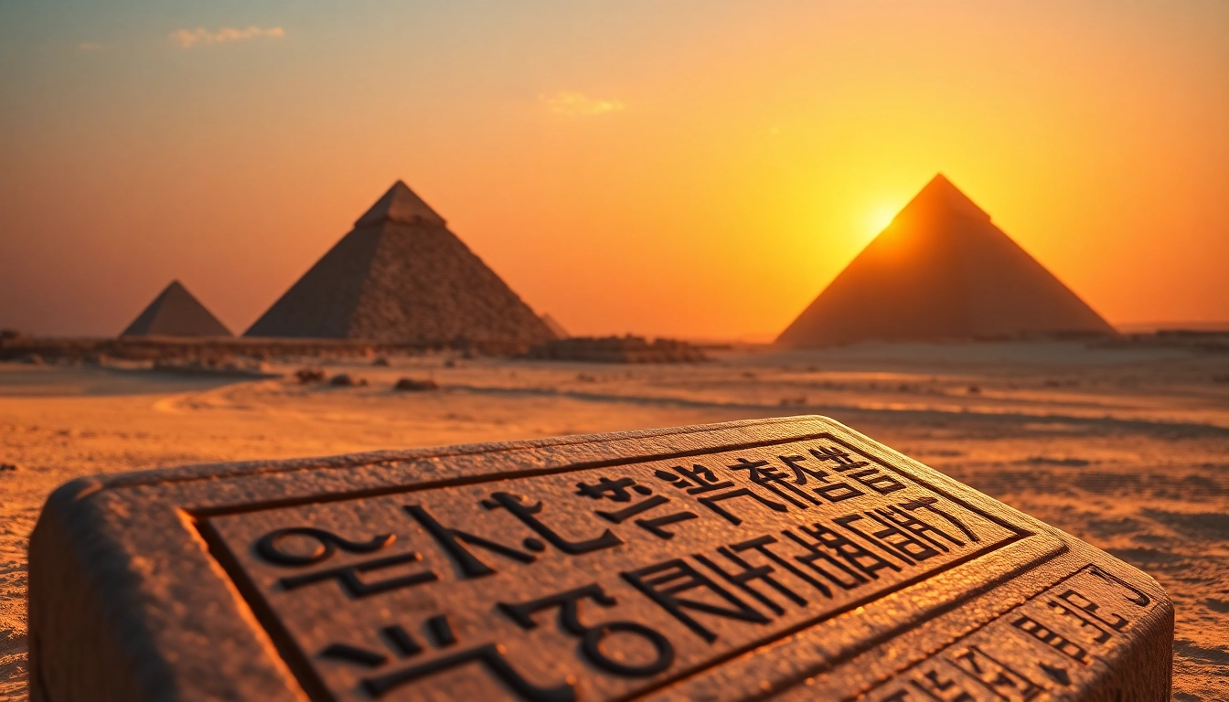Experience the majestic piraminds of Egypt illuminated at sunset.