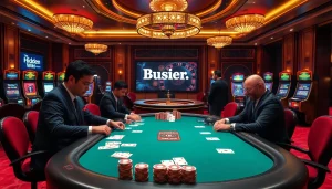 High-stakes gambling scene highlighting the hidden wiki 2026 with poker games and roulette.