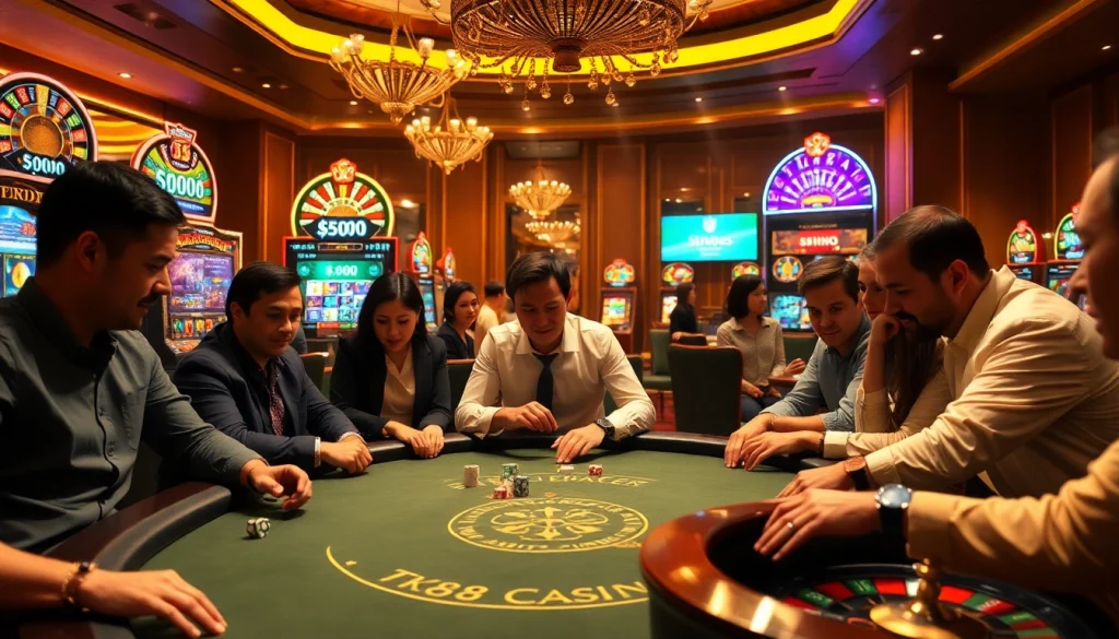 TK88 casino offers an exhilarating poker experience with vibrant chip colors and an engaging atmosphere.