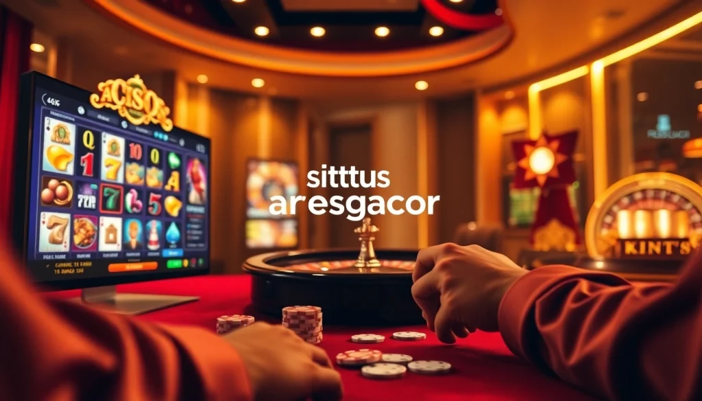Engaging gameplay on situs aresgacor, featuring vibrant casino elements and inviting atmosphere.