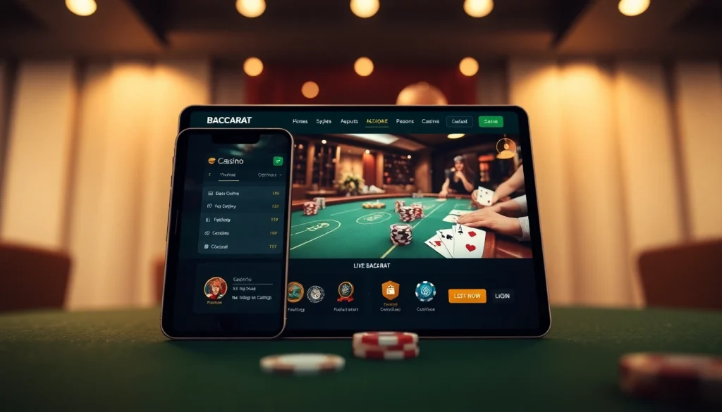 모바일 기기에서 바카라 게임 경험을 보여주는 매력적인 온라인 카지노 사이트.