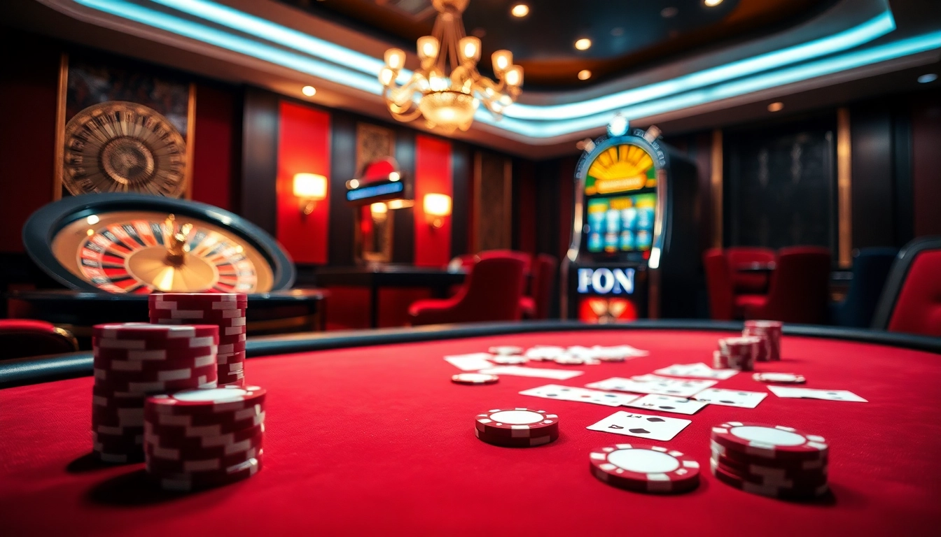 Engaging action of players at an IDN poker table in a luxurious casino setting.