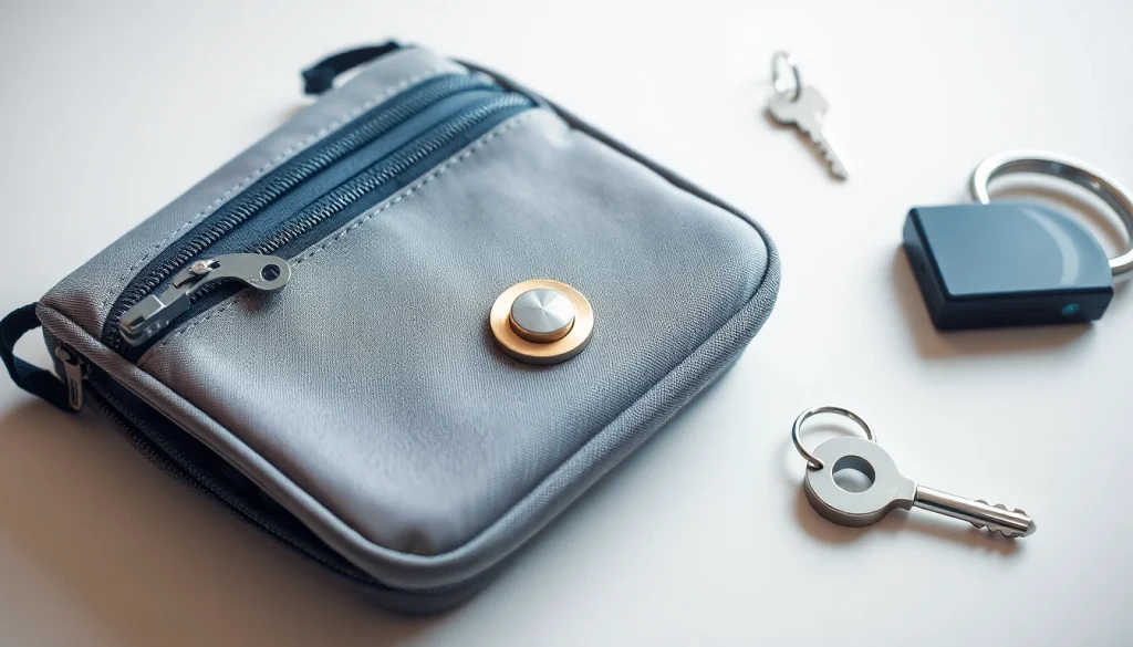 Handy Tasche abschließbar mit sicherem Verschluss und robustem Design auf einem weißen Hintergrund.