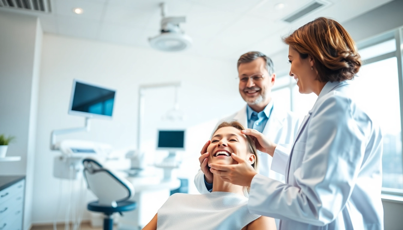 Adult orthodontist Hawthorn consulting a patient in a modern dental clinic.