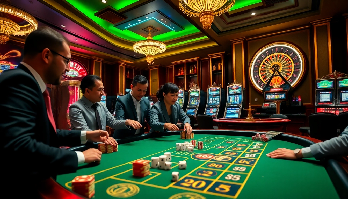 Experience the thrill of TÀI XỈU MD5 at the casino with players enjoying dynamic dice rolls and betting.