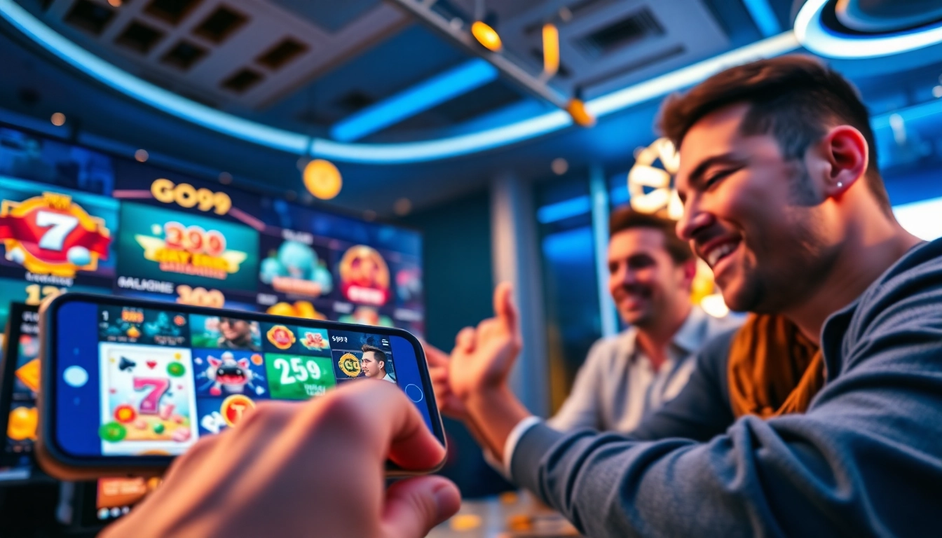 Exciting GO99 online gaming platform interface, showcasing diverse games in a luxurious atmosphere.