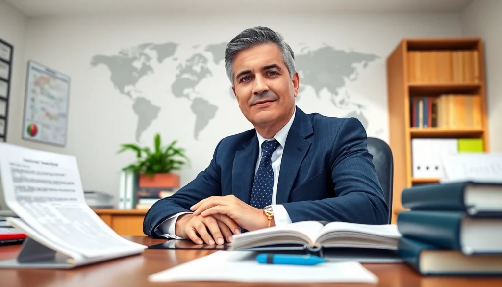 Virginia Immigration Lawyer advising a client in a bright, professional office setting.