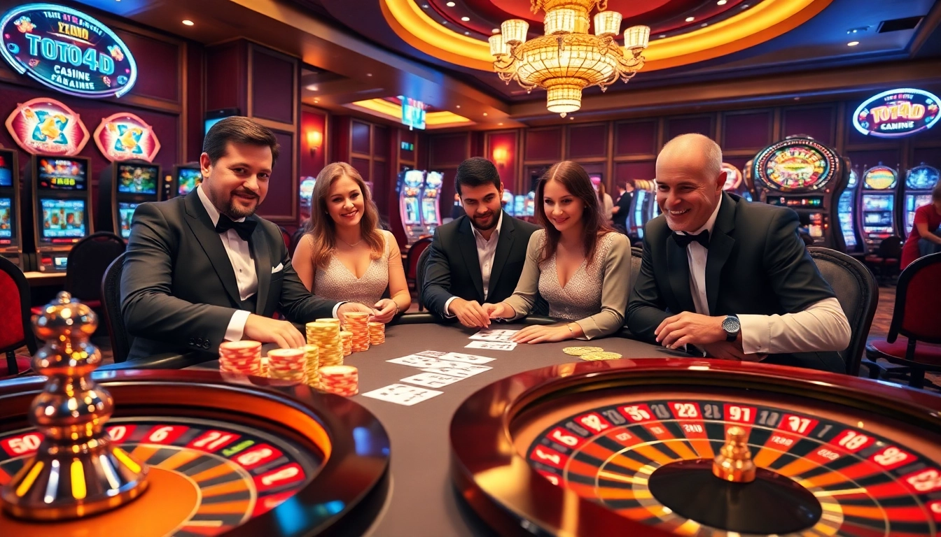 Pemain yang antusias di meja poker menjelajahi strategi taruhan Toto4D di kasino mewah.