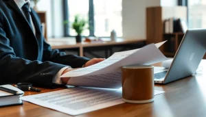 Arbeitsvertrag prüfen mit einem Anwalt in einem modernen Büro, sorgfältige Vertragsprüfung.