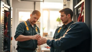 Edmonton electrical services offered by professional electricians in a contemporary home setting.