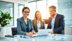 Usługi księgowości świadczone przez profesjonalnego księgowego w nowoczesnym biurze.