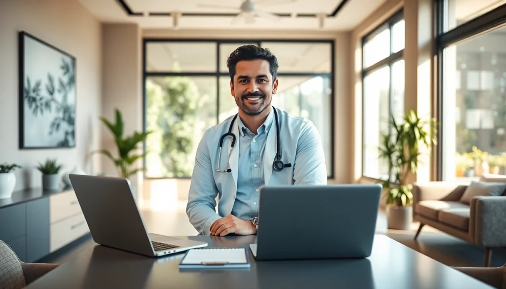 Engaging psychiatrist in Dubai's modern office, showcasing expertise in psychiatry dubai.