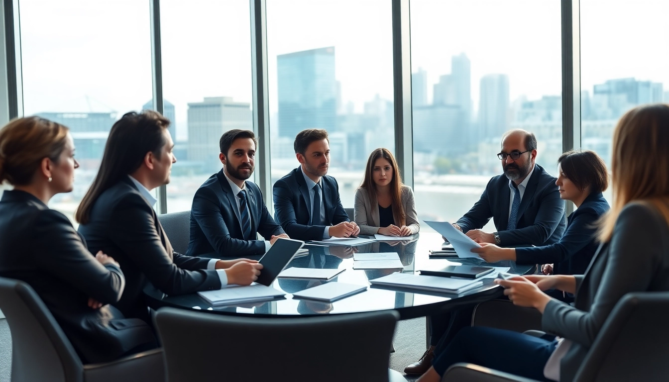 Investors engaged in a discussion about luxembourg holding companies, focused and collaborative.