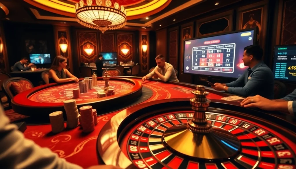 Découvrez l'excitation du casino en ligne avec des tables vibrantes et des joueurs en action.