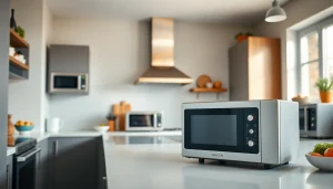 Showcasing microwave oven sales, this modern kitchen features stylish and functional microwave ovens.