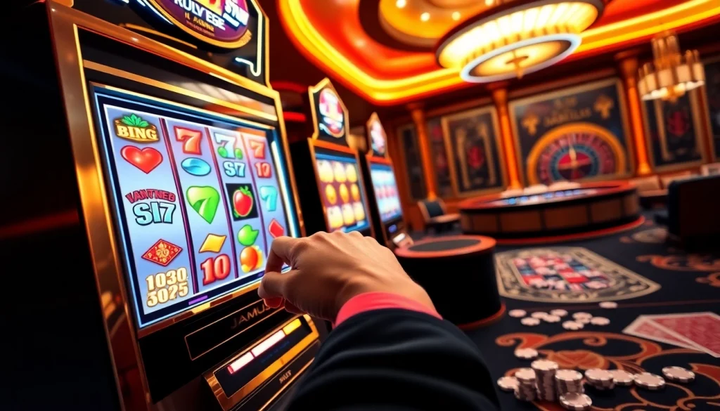 Experience the excitement of winning at JAMUSlot with vivid slot machines and lively casino atmosphere.