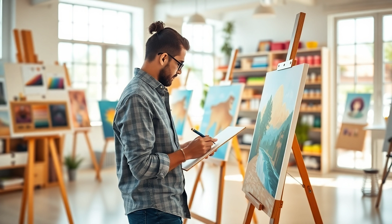 레플리카 아트 작품으로 가득한 디자이너 작업공간의 모습