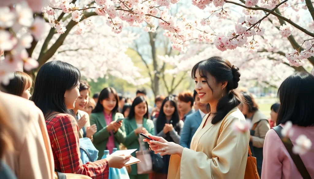 日本の有名人トピックを背景にファンにサインをする日本の女優