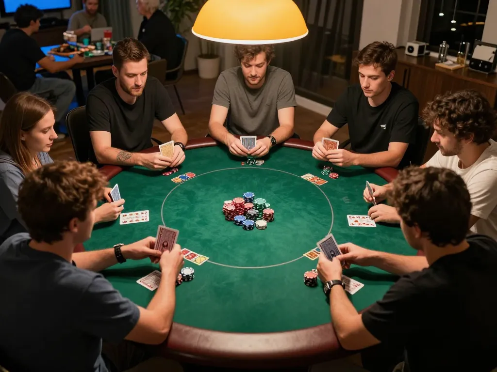 Players at a high-stakes poker game engaging in strategy at g28 com.