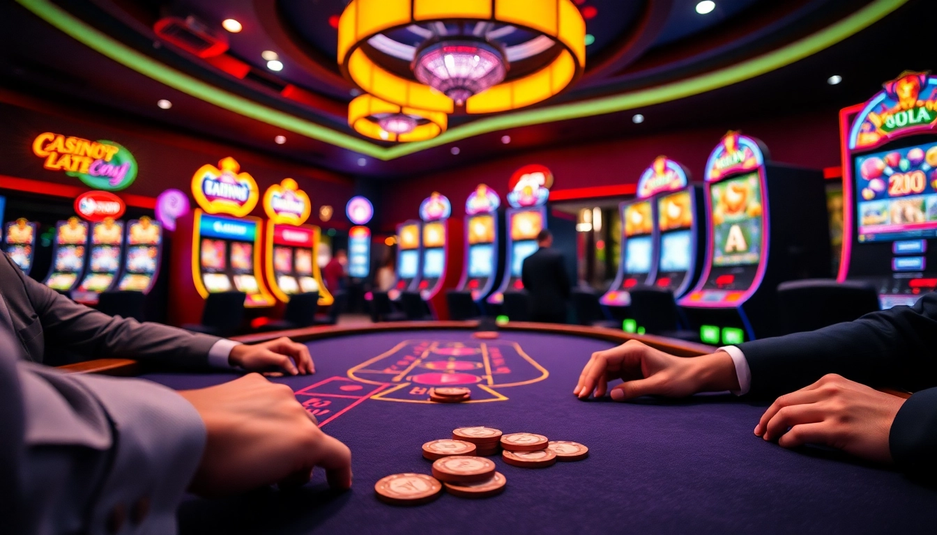 Spieler, die online casino spielen, genießen die aufregende Atmosphäre in einem Casino.