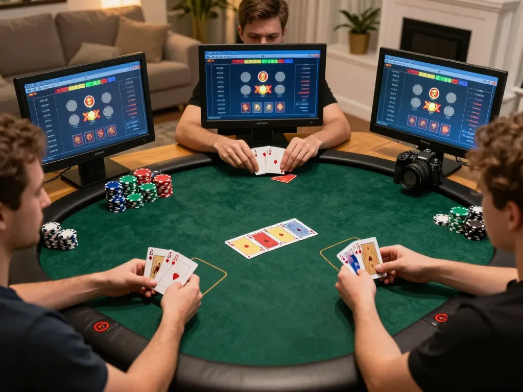 Players expertly strategizing at online poker tables with 789win 37, demonstrating competitive gameplay.