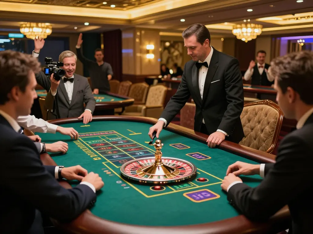 uu888 betting at a glamorous live roulette table with a professional dealer and excited players