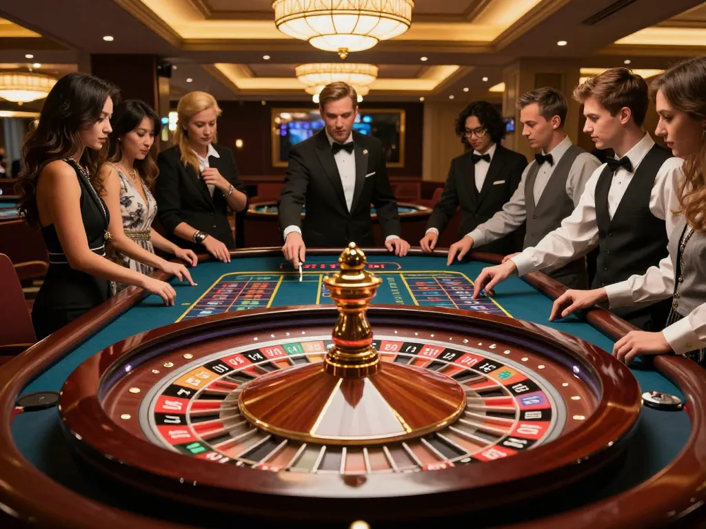 Players enjoying an exhilarating roulette game at Manclub casino with vibrant atmosphere.
