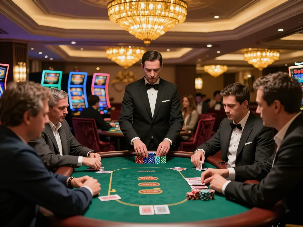 Engaged players at Nhà cái MM88 high-stakes poker table, strategizing their bets.