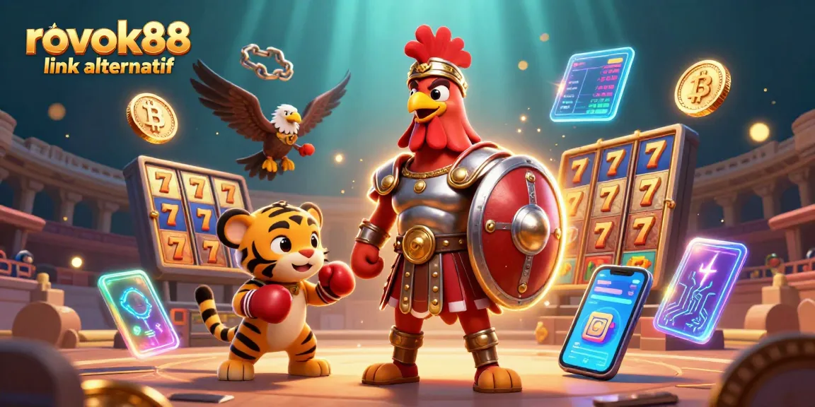 Engage with the action of 'rokok88 link alternatif' through vibrant 3D casino character illustration.
